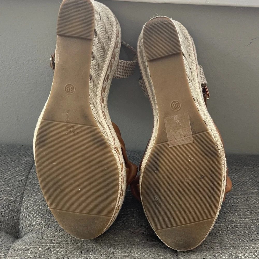 Shibever Brown Espadrille Sandals with Bow